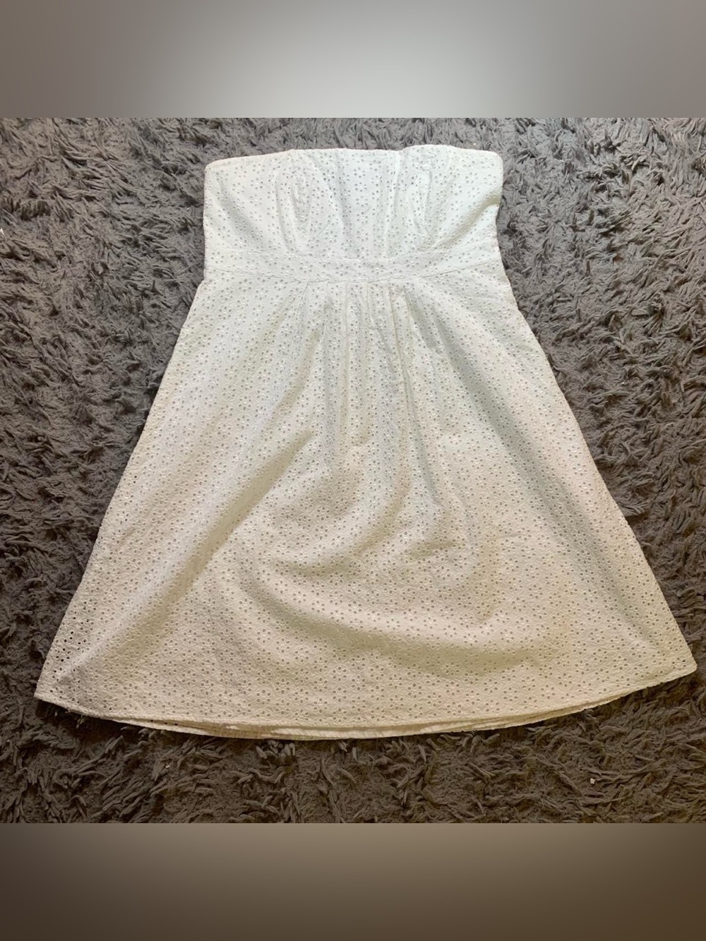 Vintage Y2K The Limited white strapless eyelet bustier midi dress sz 12
